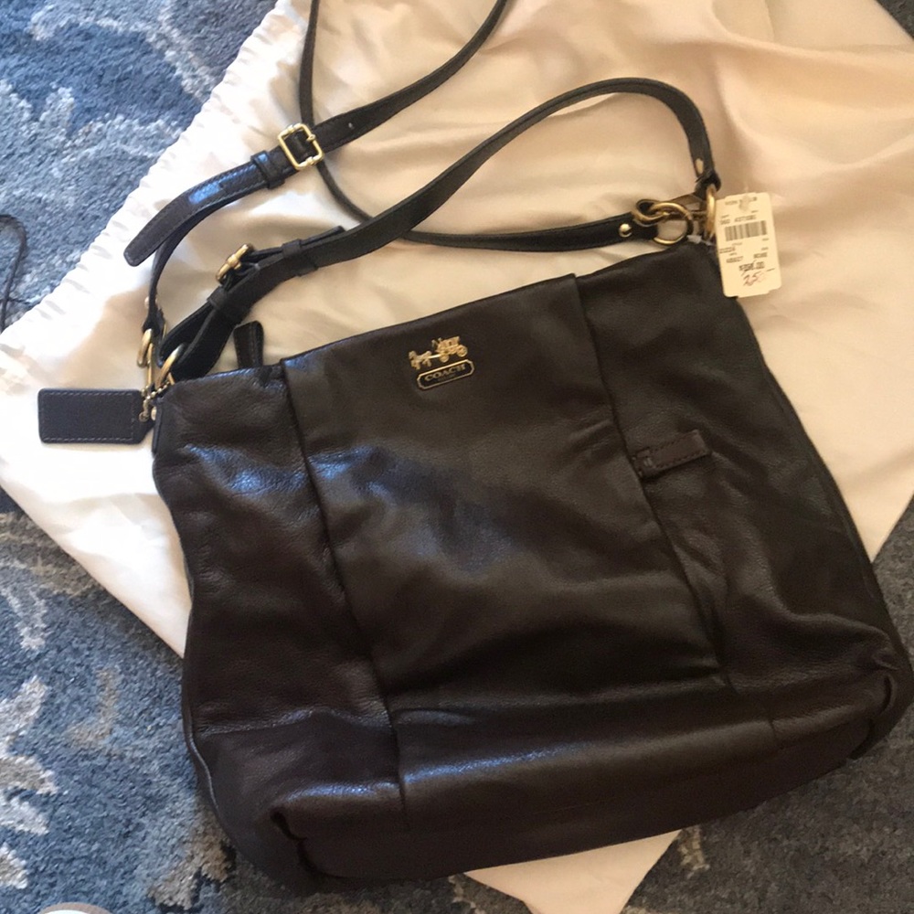 NWT large brown coach crossbody hobo style bag